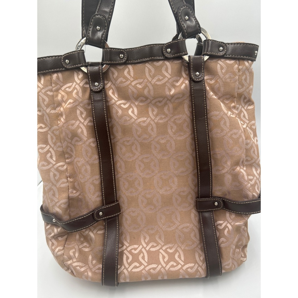 East 5th Monogram Jacquard Tote Bag Brown Champagne Silver Hardware Handbag
